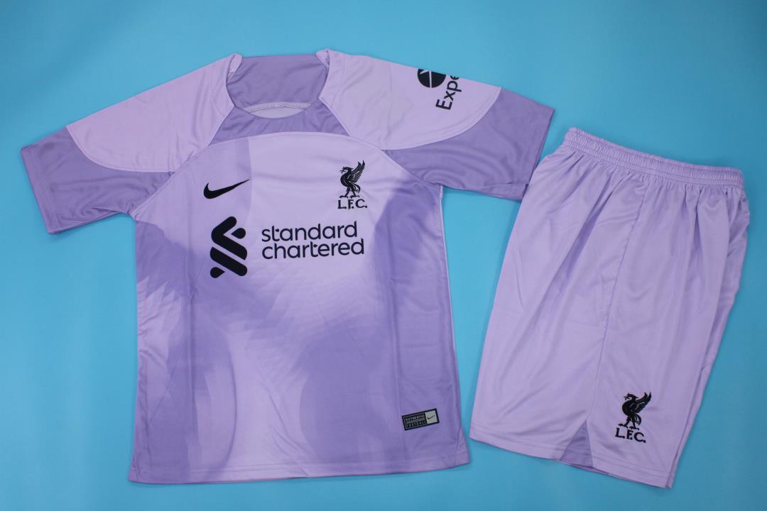 Kids-Liverpool 22/23 GK Purple Soccer Jersey